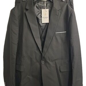 NEW Men Kudmol Full Suit Single Breasted Black With Vest, Pants & Jacket 3X